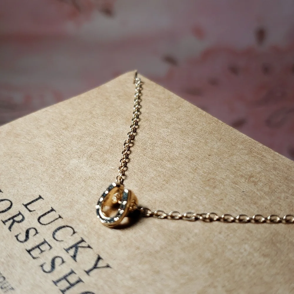 Lucky Horseshoe Necklace Horse Cowgirl Western Country Vaquera Dainty Minimalist - Picture 7 of 13